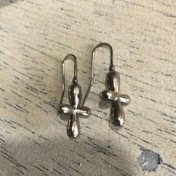 Sterling silver 925 Small cross earrings. - Picture 1 of 5